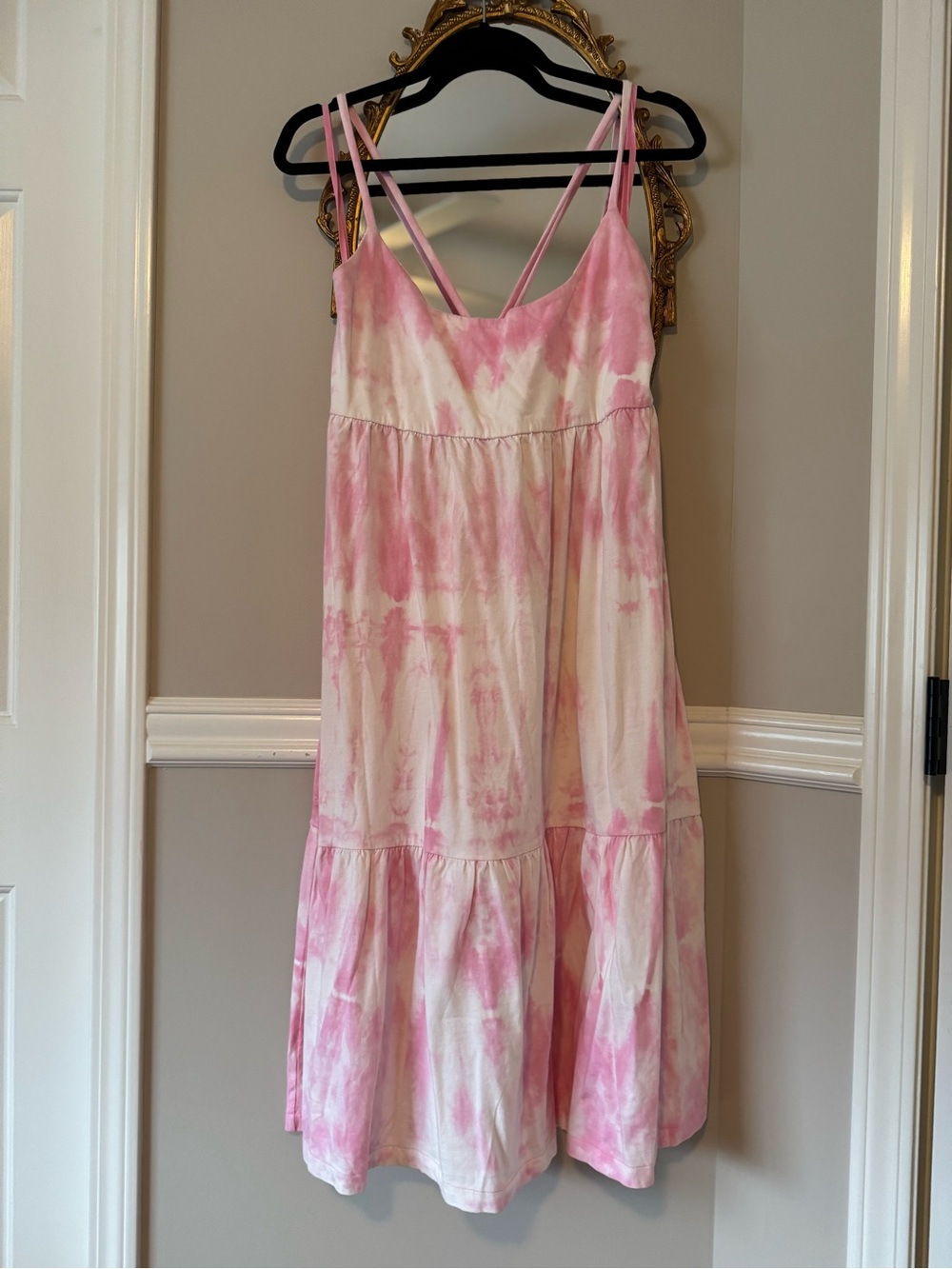 GAP Pink and White Tie-Dye Spaghetti Strap Dress